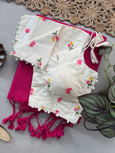 Handloom Khadi Saree with Modern Ready Blouse – Stylish Pink